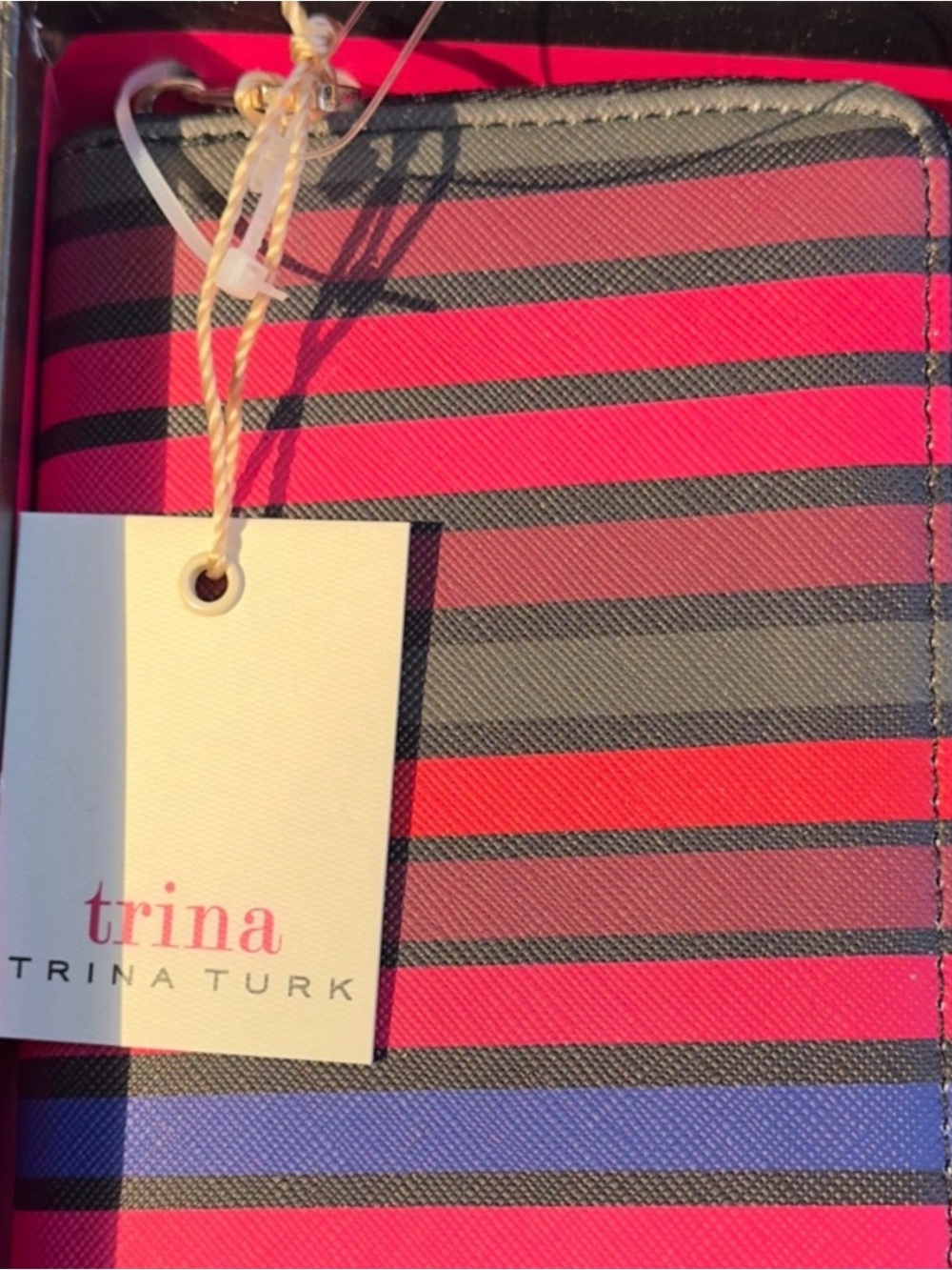 Trina Turk Striped Zip Wallet in Red, Pink, Purple, Black - Picture 3 of 5